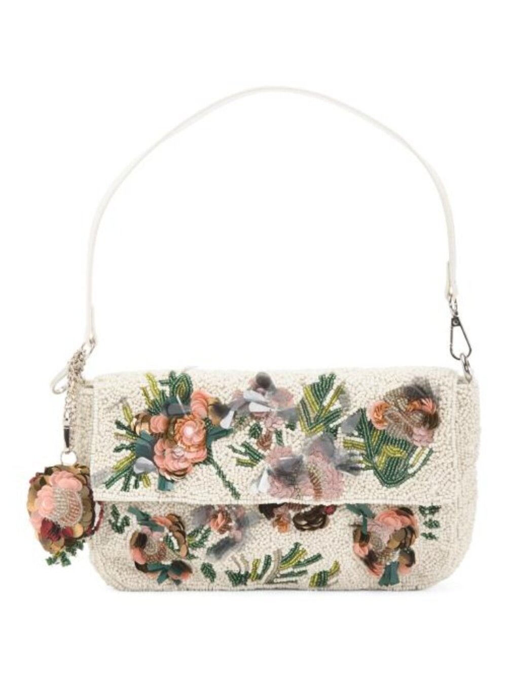 MADE IN INDIA Beaded Multi Flower Cluster Shoulder Bag